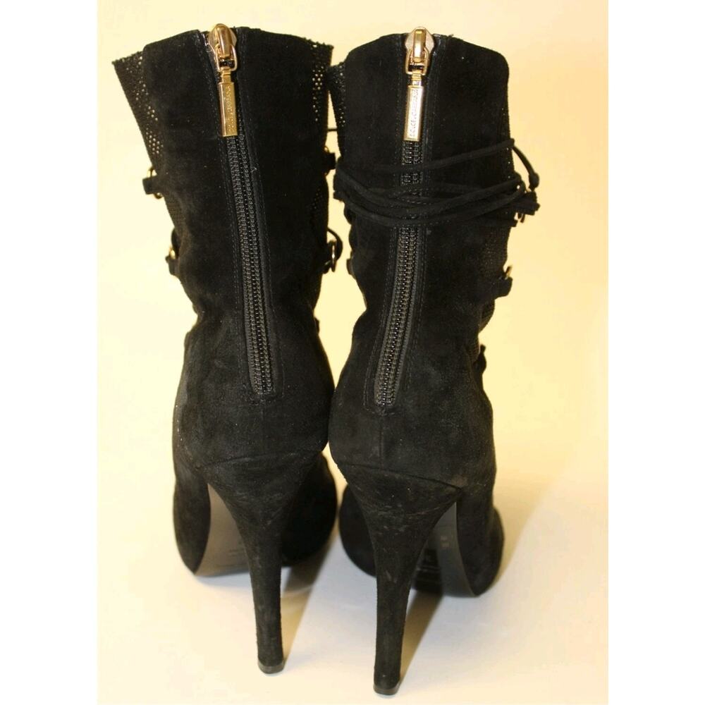 Sale❗️Dolce & Gabbana Italy Made Suede Mesh Peep Toe Stiletto Ankle Boots - Picture 4 of 16